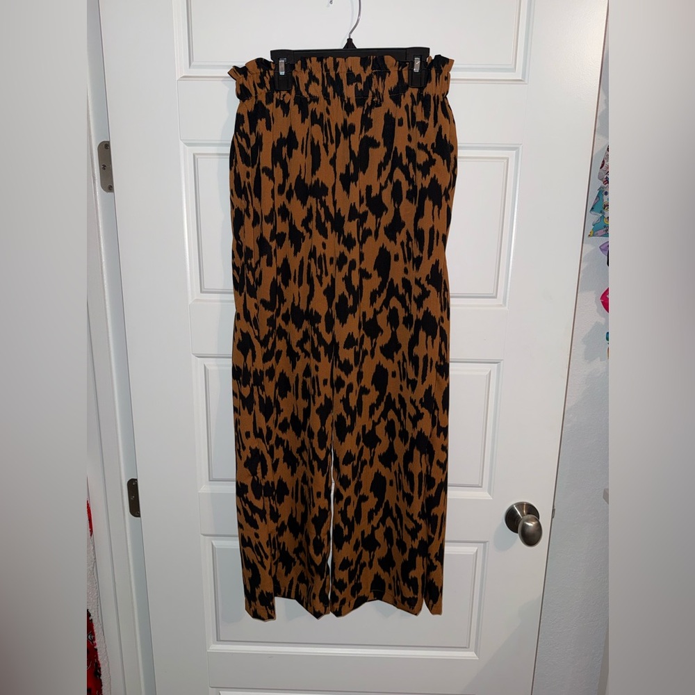 Hayden Brown & Black Leopard Wide-Leg Pants